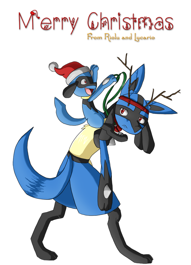 Merry Christmas '12 By Lucariogirl4ever - Christmas Pokemon Lucario (639x900)