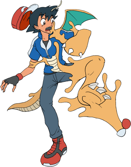Ash Into Dragonite 01 By Midorimushig - Cartoon (819x976)