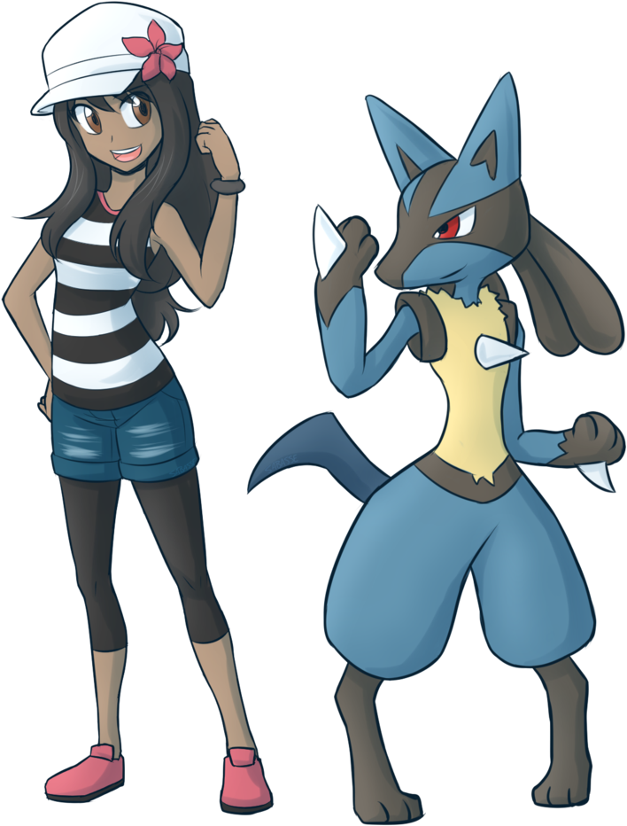 Trainer Steph And Lucario By Sabasse - Pokemon Trainer And Lucario (800x973)