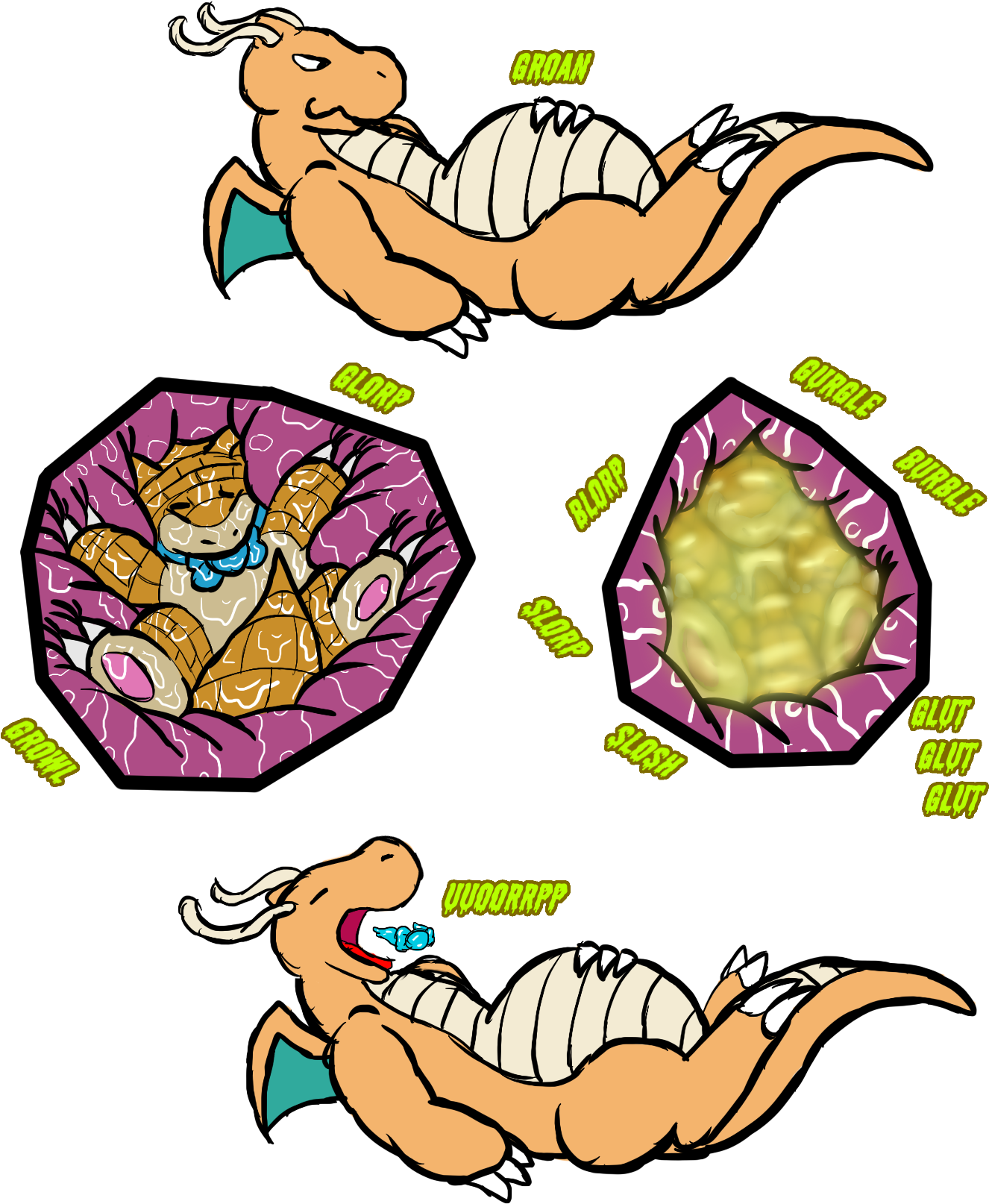 [sketch] Dragonite - Pokemon Vore Digestion (1378x1753)