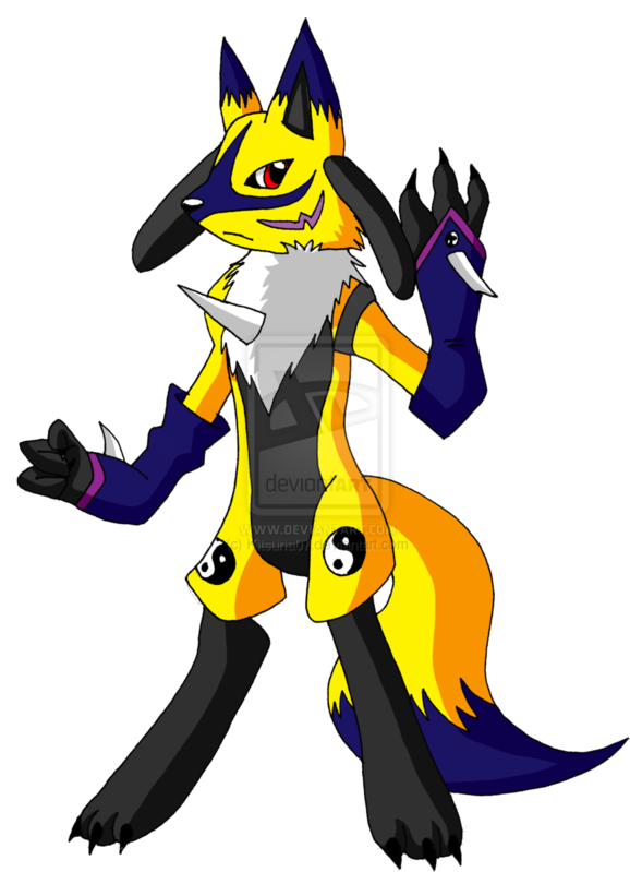 Pokemon Lucario And Re - Lucario And Renamon In Love (600x836)