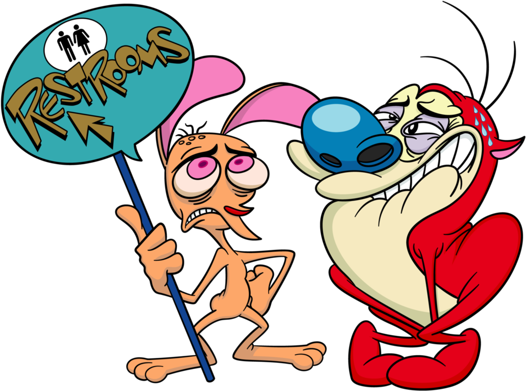 Nick's Universal Restroom Sign By Raccoonfoot - Ren And Stimpy Bathroom (1037x771)