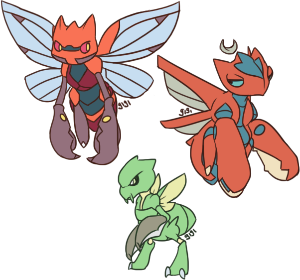Pokemon Bracket Fusion Project Scyther Nincada Ninjask - Scizor (602x562)