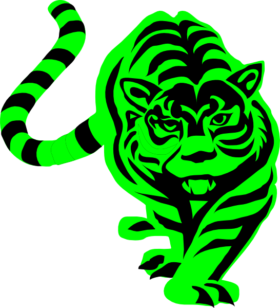 Green Striped Tiger Png Clip Art - Mountain Meets The Moon Green Tiger (546x599)
