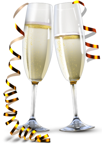 Champagne Glass Png - New Year Champagne Glasses (328x512)