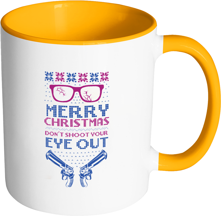 Merry Christmas Don't Shoot Your Eye Out 2nd Amendment - Two Tone Mug Png (1024x1024)