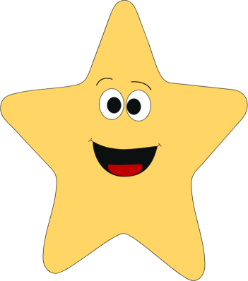 Shooting Star Clipart Happy Star - Smiley Star Face Transparent (351x398)
