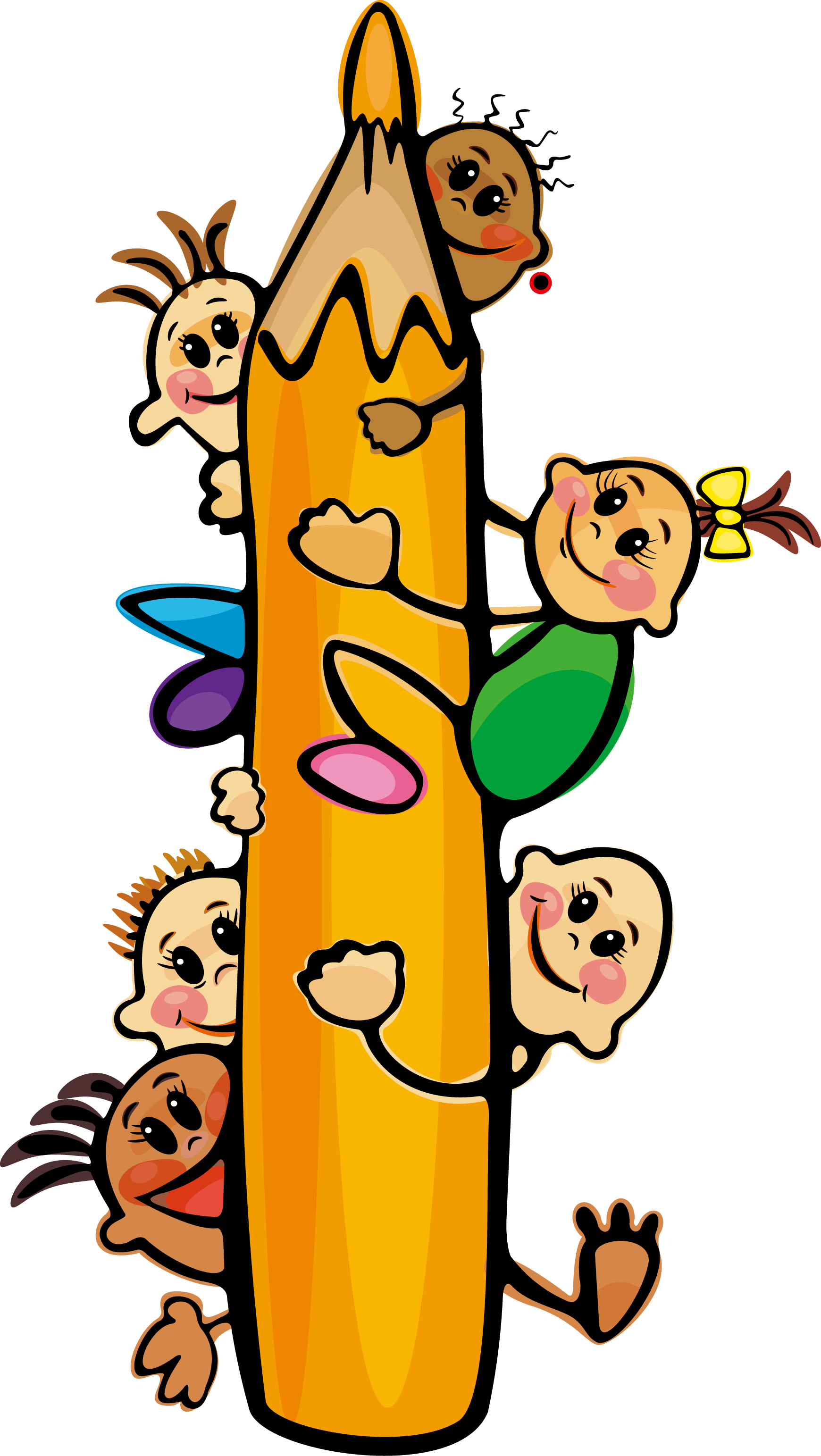 National Primary School Child Clip Art - Kids With Pencil Clipart (1740x3086)