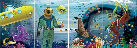 Deep Sea Discovery Mural Easily Transforms Into A Photo - Deep Sea Photo Stand-up: 4-pack (500x500)