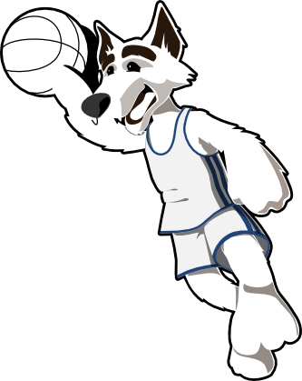 Basketball Wolf Basketballwolf Black White Line Art - Clip Art (333x419)