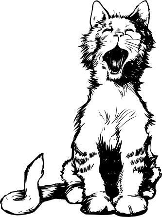 Cat S Meow Black White Line Art 59 - Cat Meowing Clipart Black And White (333x446)