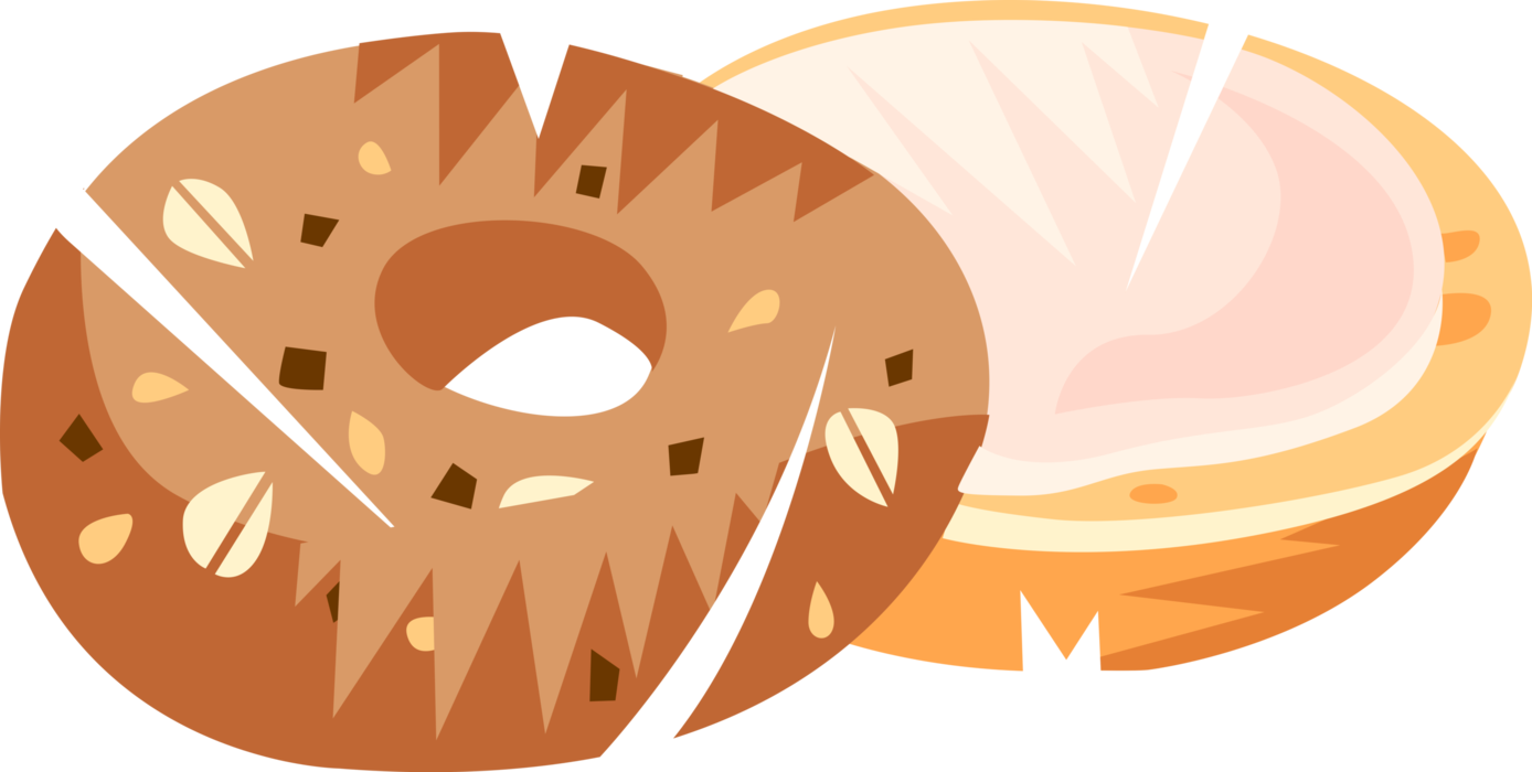 Vector Illustration Of Baked Yeasted Dough Bread Bagel - Where's The Lox? Bib (1388x700)