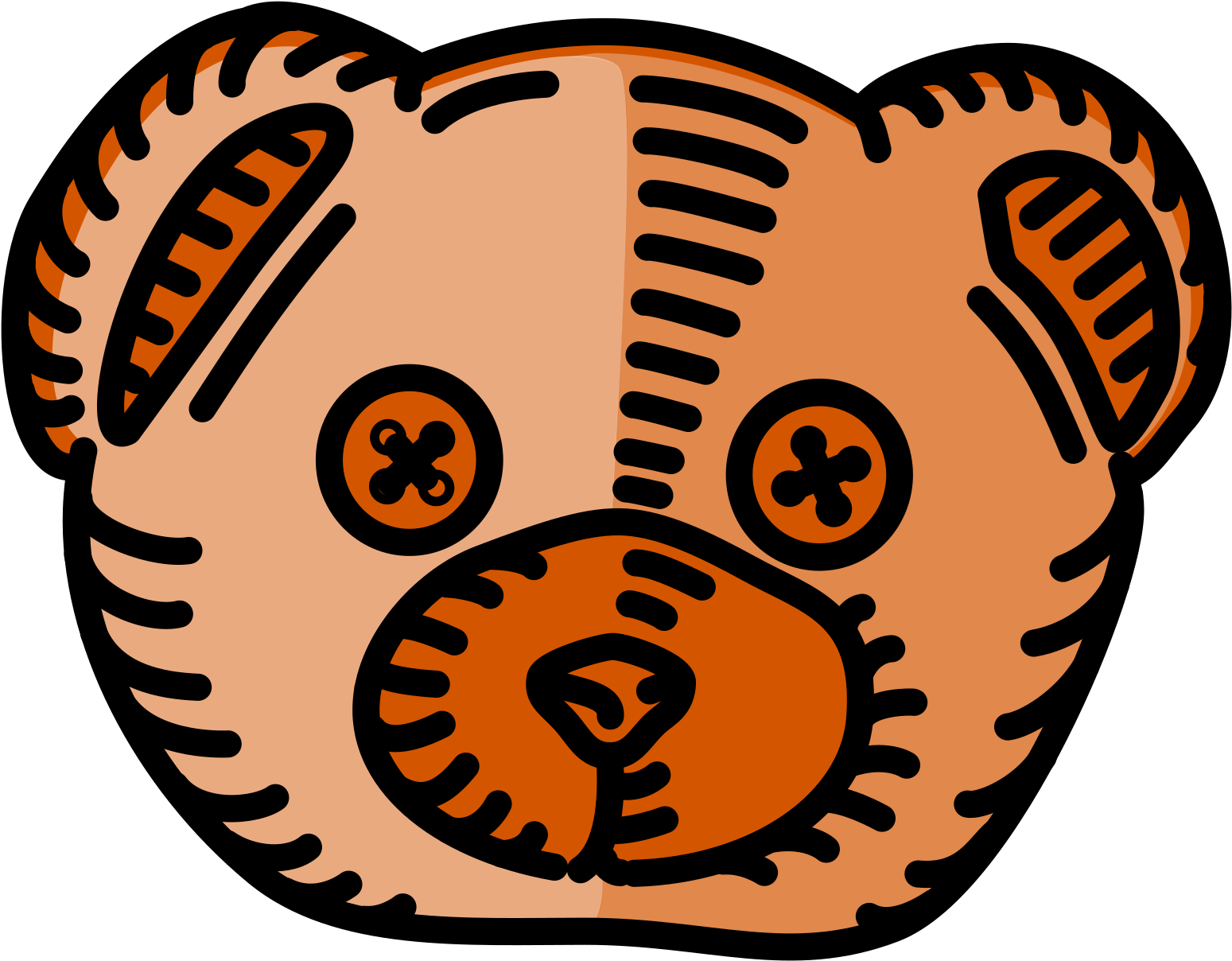 Teddy Bear Head Outline 15, Buy Clip Art - Teddy Bear Cute Iron On Patch | Cartoon Like Iron On (2400x2059)
