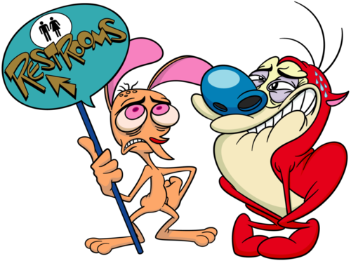 Ren And Stimpy Wallpaper Possibly With Anime Called - Ren And Stimpy Bathroom (500x372)