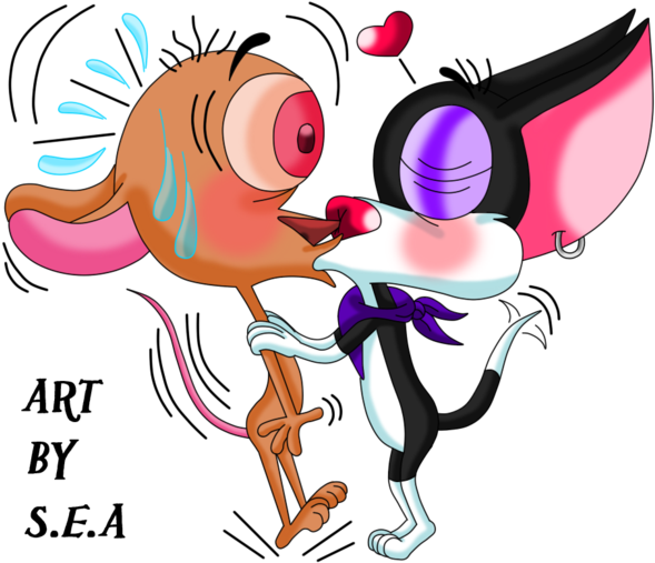 Ren And Stimpy-chihuahua Kiss By Skunkynoid - The Ren & Stimpy Show (600x536)