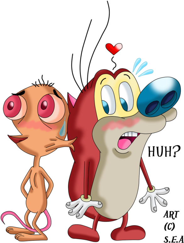 Ren And Stimpy-sneaky Kiss By Skunkynoid - Ren And Stimpy Lips (600x781)