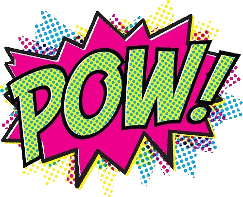 Pow Pow Colorful Pop Popart Comic Comics Effect Soun - Comic Book Pow (500x405)