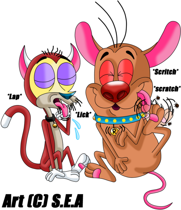 Ren And Stimpy Ocs- Lickies And Scritchies By Skunkynoid - Comics (600x700)