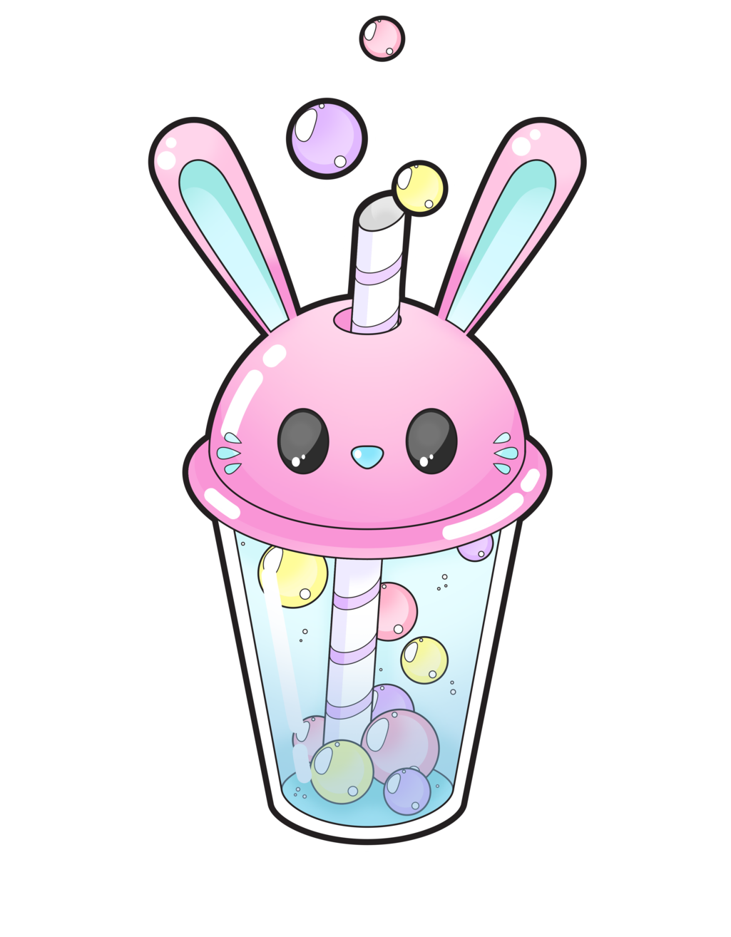 Bunny Bubble Tea [commissions Open] By Meloxi - Drawing (1024x1395)