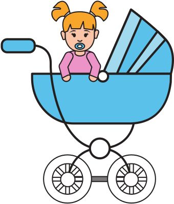 Baby Girl On Carriage Cartoon - Baby Transport (550x550)