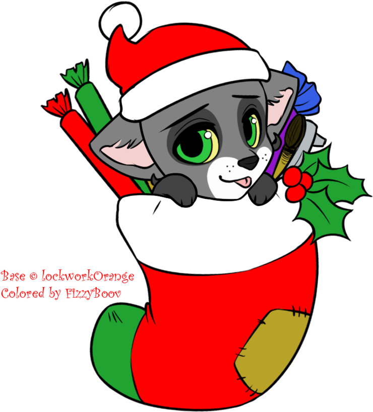 Christmas Lonewolf Chibi *base By Lockworkorange* By - Cartoon (966x1080)