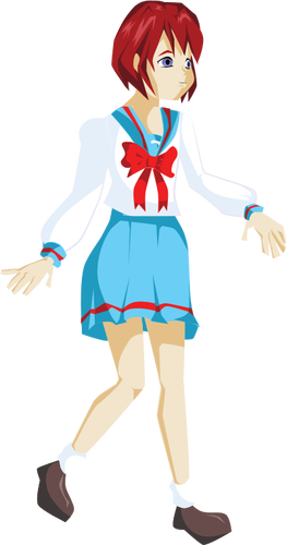 Anime School Girl - Anime School Girl Clipart (263x500)