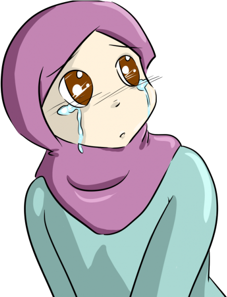 Kartun Muslimah Menangis - Hijab Cartoon Crying (585x587)