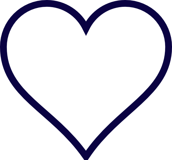 Midnight Blue Outline Heart Clip Art At Clker - Heart Outline (600x560)