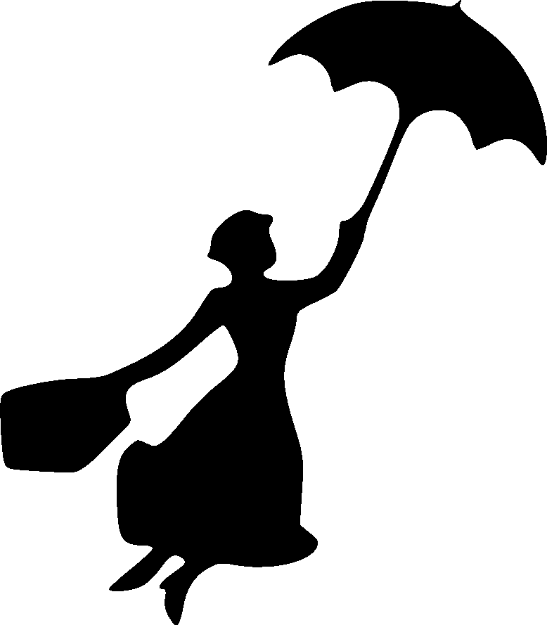 Mary Poppins Sticker And Laptop Sticker - Mary Poppins Silhouette (778x889)