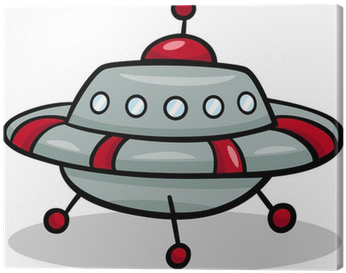 Ufo Flying Saucer Cartoon Illustration Canvas Print - Aliens Zeichentrick (400x400)