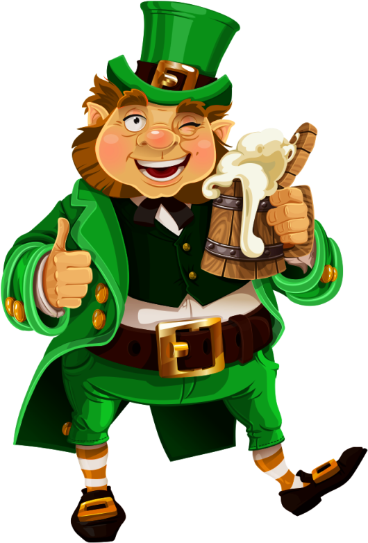 St Patricks Day Leprechaun With Beer Transparent Png - St Patrick's Day Leprechaun Beer (542x800)