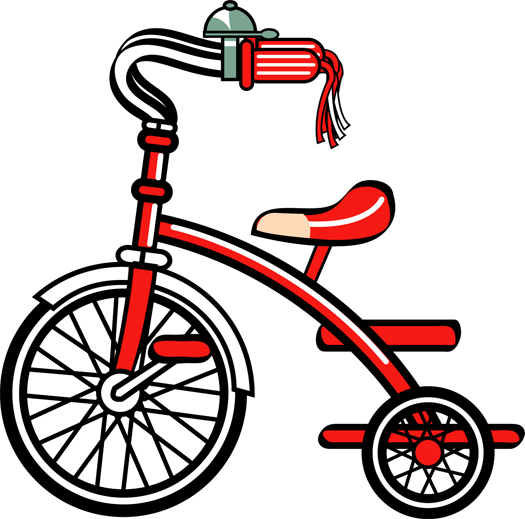 Clip Art Of Tricycle - - Tricycle Clipart (525x519)