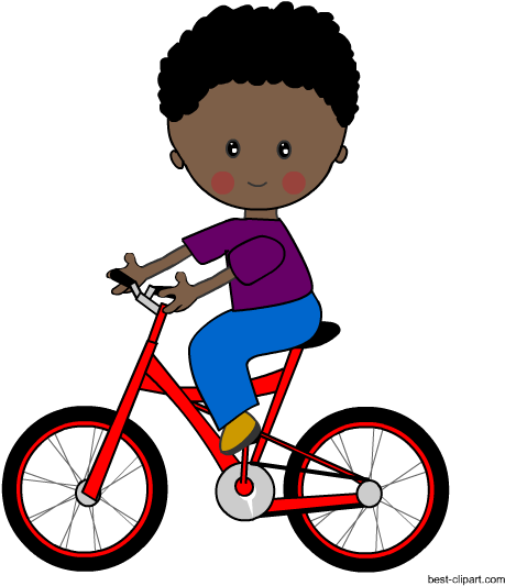 Boy Riding A Red Bicycle Clip Art - Bicycle (550x550)