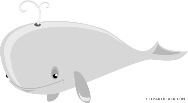 Cartoon Whale Animal Free Black White Clipart Images - Cartoon Whale (600x328)