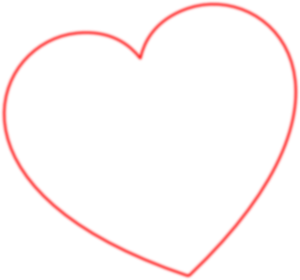 Outline Heart 7degree Left - Outline Heart (600x560)