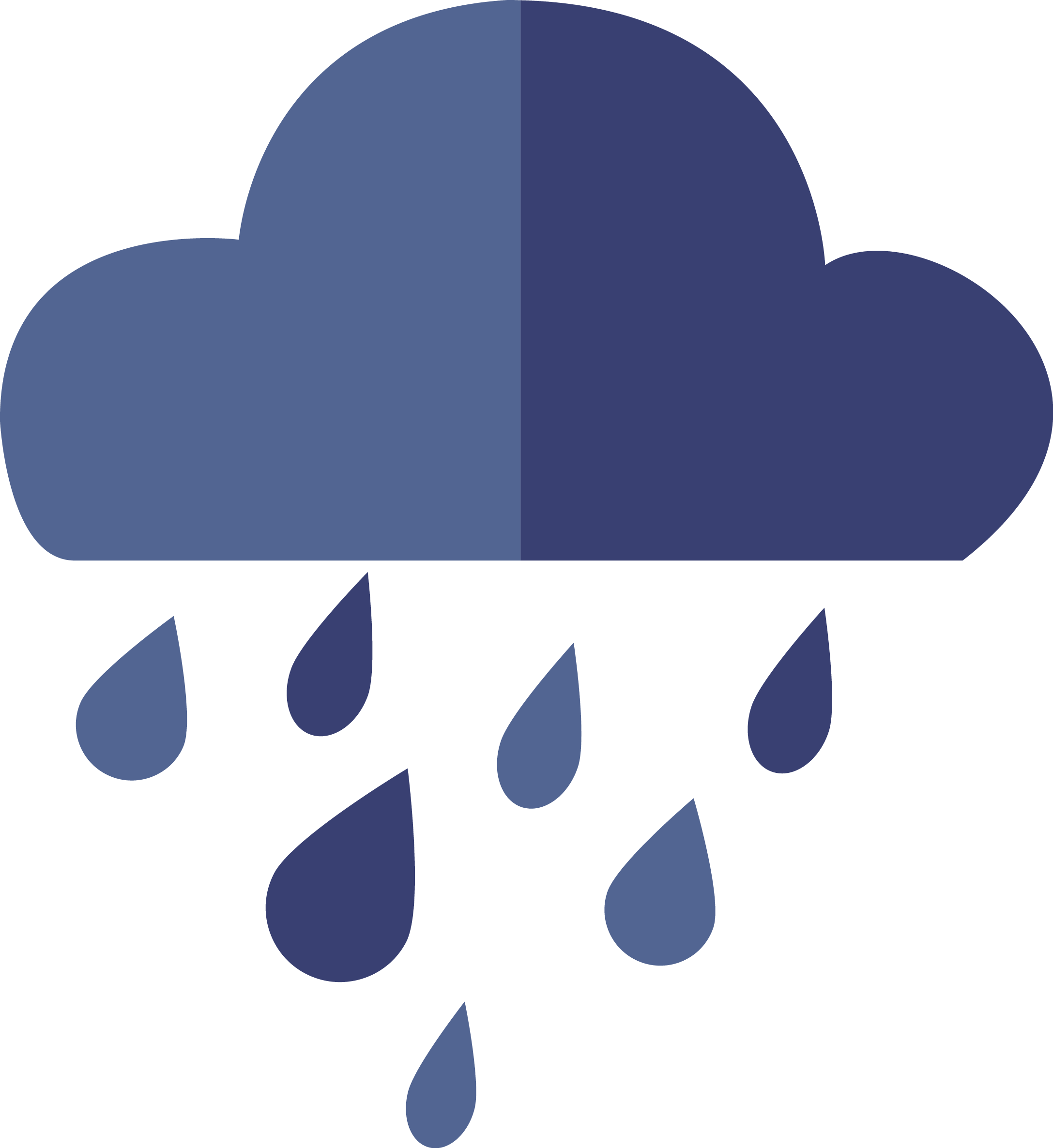 Flat Blue Rain Icon - Rain Flat Icon (2175x2372)