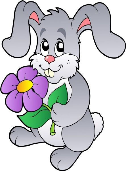Valentine Cute Animal Cartoon Images - Rabbit With Flower Clipart (600x600)