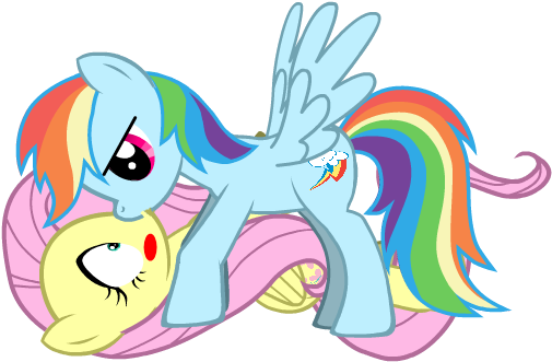 My Little Pony Scootaloo And Rainbow Dash Kiss - Rainbow Dash I Fluttershy Kiss (529x411)