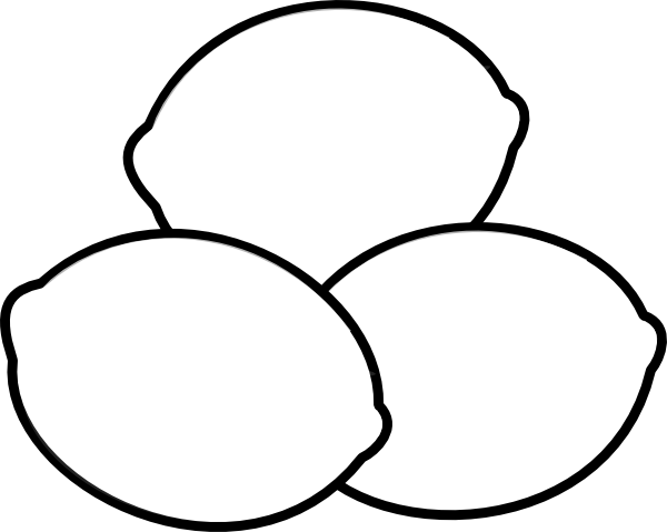 Three White Lemons Clip Art At Clker - Three Lemons Clipart Black And White (600x479)