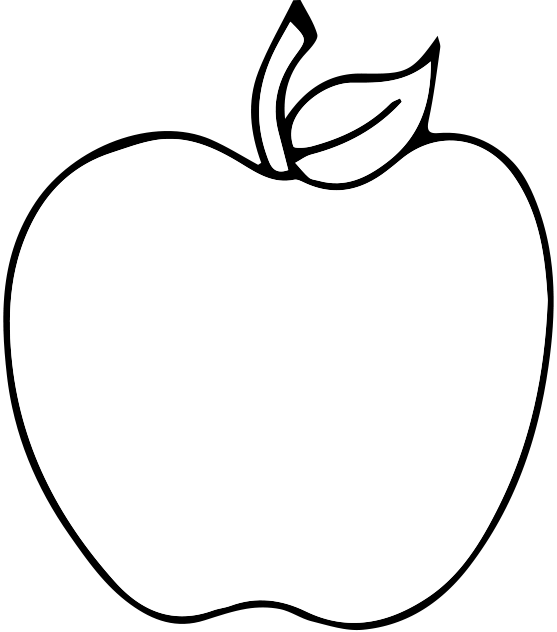 Black And White Apple Drawing Clip Art - White Apple Clipart (557x632)
