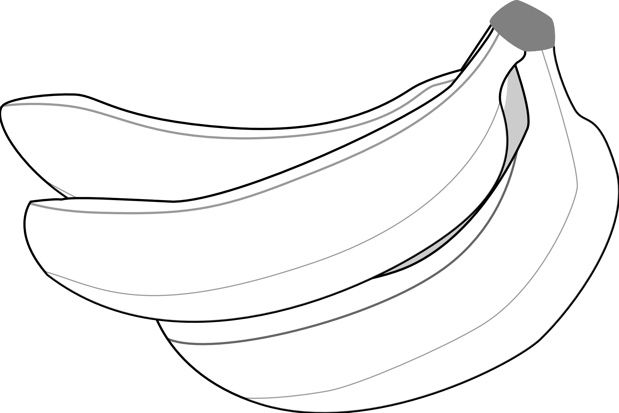 Inspiring Banana Outline Clip Art Large Size - Banana Vector Black And White Png (1969x1313)