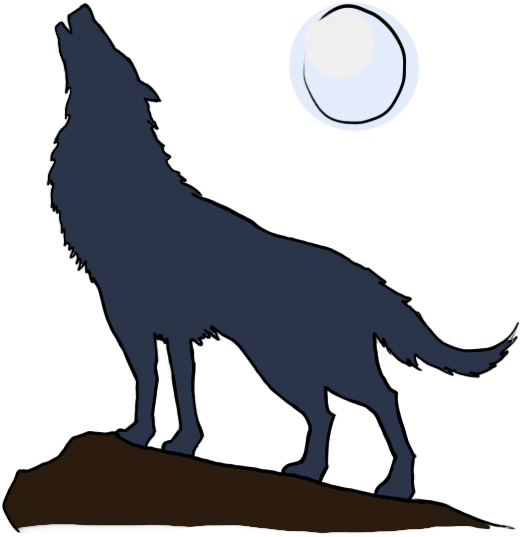 Wolf Howling - Wolf Silhouette (600x600)