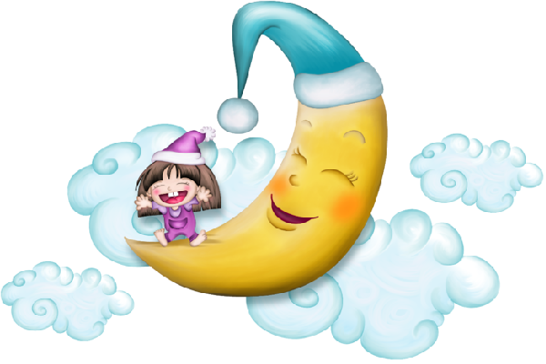 Baby On Moon Cartoon Cute Clip Art Images - Cartoon Baby Anf Moon (600x400)