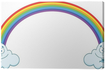 Rainbow With Smiling Clouds On The Ends Canvas Print - Rainbow (400x400)