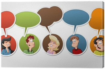 Group Of Cartoon People Talking With Speech Balloon - Smaltalk-fibel: Für Den Unkomplizierten Kontakt Zu (400x400)