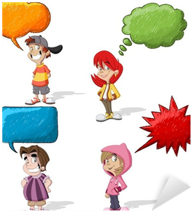 Cartoon Children Talking With Speech Balloon Sticker - Dialogo Animado (400x400)