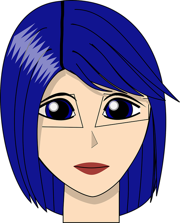 Red Haired Cliparts 18, Buy Clip Art - Girl Blue Hair Cartoon (582x720)