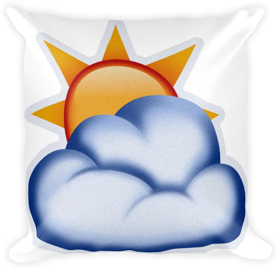 Emoji Pillow Sun Behind Cloud Just Emoji - Nublado Emoji (1000x1000)