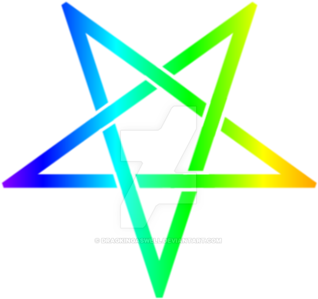 Interwoven Inverted Rainbow Pentagram By Dragkingaswell - Transparent Pentacle Png (1024x1187)