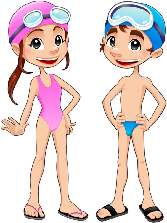 Praia, Fundo Do Mar E Etc - Cartoon Image Of A Swimmer (600x773)